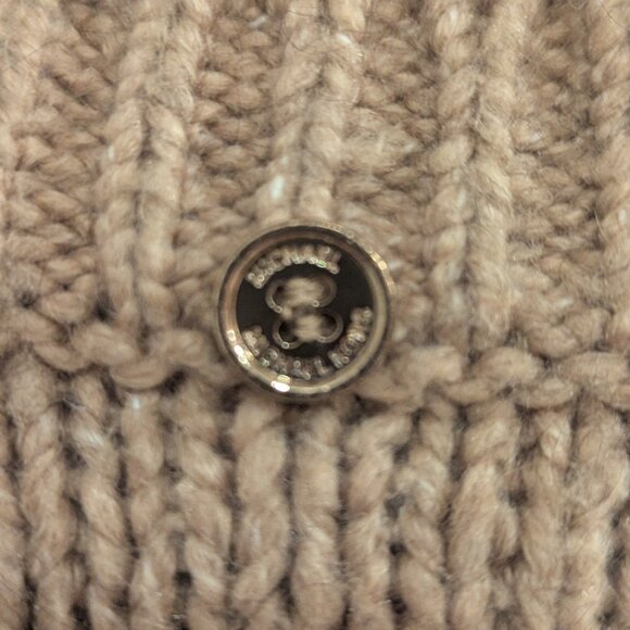 Michael Kors Poncho Sweater Tan/Gold Wool Blend with Gold Tone Logo Accents- L - Picture 4 of 6